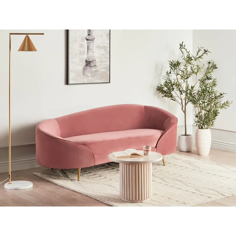 3-sits soffa Savar - Rosa, guld - Möbler - Soffa - Sammetssoffa