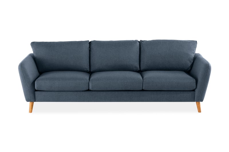 Trend 3-sits Soffa 218 cm med Svängda Armstöd i Tyg, Blå