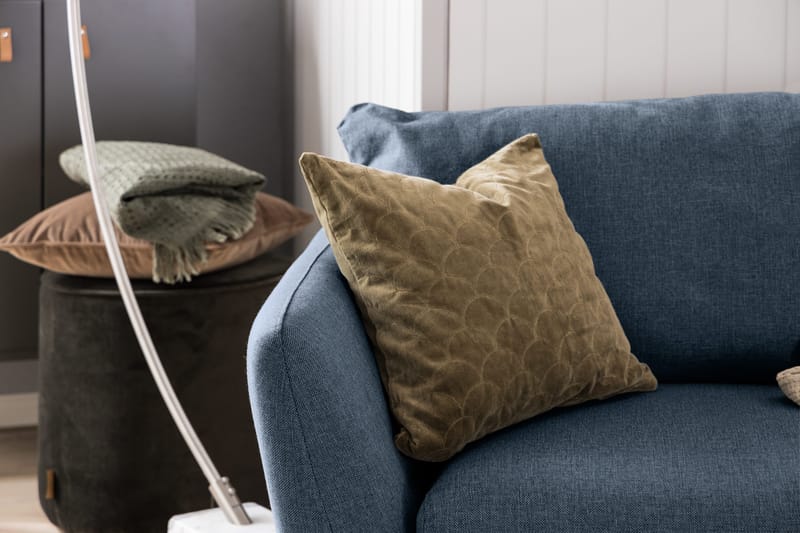 Trend 3-sits Soffa 218 cm med Svängda Armstöd i Tyg - Blå - Möbler - Soffa - 3 sits soffa