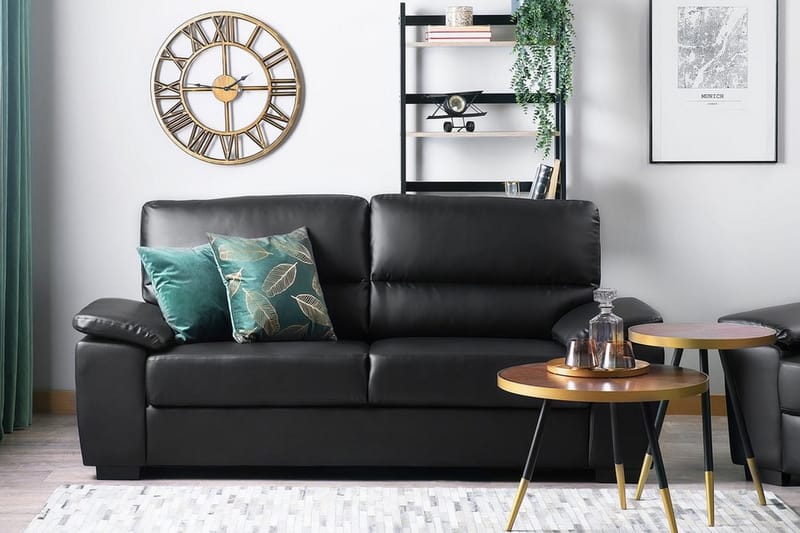 Vogar Djup 3-sits Soffa 195 cm i Konstläder, Svart
