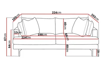 Menard 4-sits Djup Tygsoffa - Beige - Möbler - Soffa - 4 sits soffa