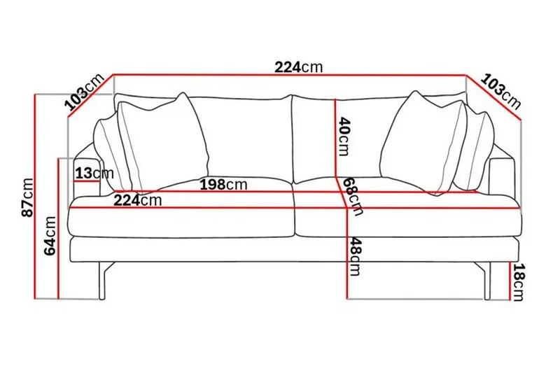 Menard 4-sits Djup Tygsoffa - Beige - Möbler - Soffa - 4 sits soffa