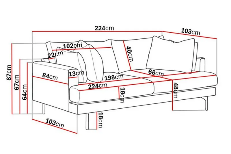 Menard 4-sits Djup Tygsoffa - Beige - Möbler - Soffa - 4 sits soffa