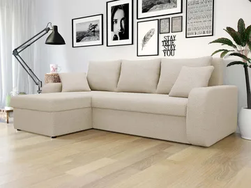 Alvared 3-sits Vänstervänd L-formad Divansoffa med Förvaring i Bouclé - Beige - Möbler - Soffa - Divansoffor & schäslongsoffa