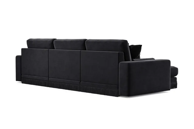 Arken Lyx 5-sits Vändbar L-formad Djup Divansoffa i Sammet - Svart - Möbler - Soffa - Divansoffor & schäslongsoffa