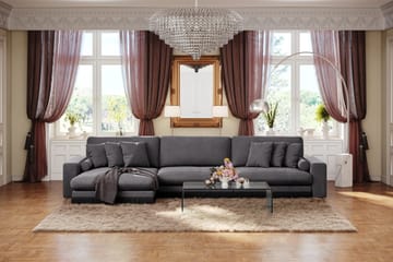 Arken Lyx 6-sits Vändbar L-formad Djup Divansoffa i Sammet - Mörkgrå - Möbler - Soffa - Divansoffor & schäslongsoffa