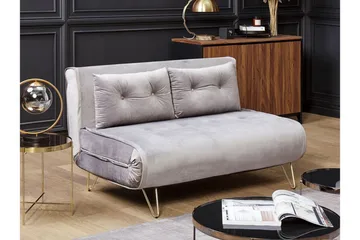 Soffa 2-sits sammet grå VESTFOLD - Grå - Möbler - Soffa - Bäddsoffa - Bäddsoffa 2 sits