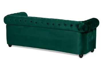 Chesterfield Lyx 3-sits Framåtbäddad bäddsoffa i sammet - Grön - Möbler - Soffa - Bäddsoffa - Bäddsoffa 3 sits