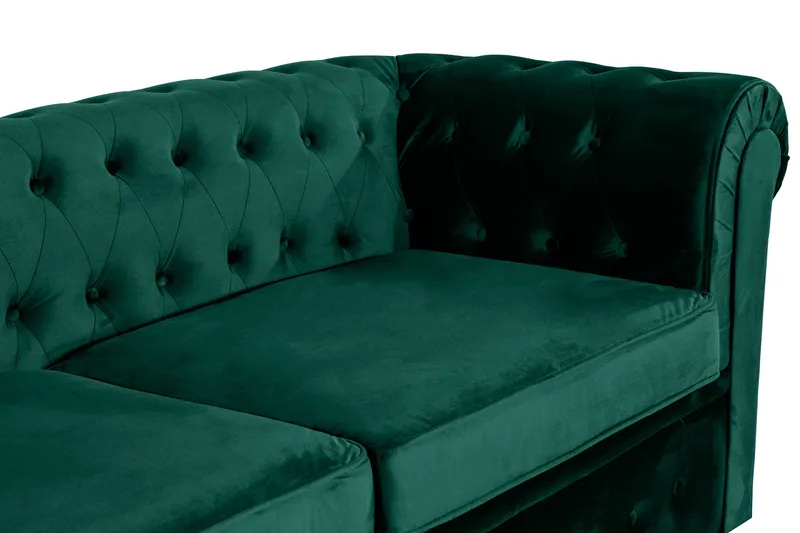Chesterfield Lyx 3-sits Framåtbäddad bäddsoffa i sammet - Grön - Möbler - Soffa - Bäddsoffa - Bäddsoffa 3 sits