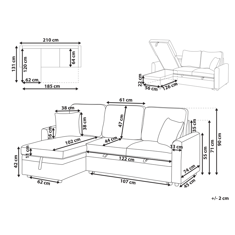 3-sits soffa Nassjo Högervänd - Ljusbeige - M öbler - Soffa - Bäddsoffa