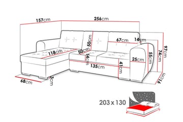 3-sits Vänster L-formad Knappsydd Bäddsoffa med Divan och Förvaring i Plysch - Lila - Möbler - Soffa - Bäddsoffa