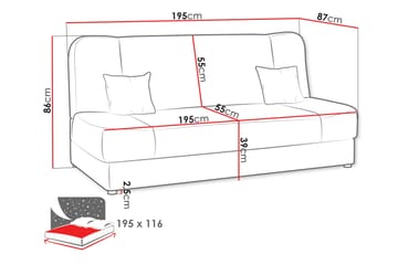 Abron Bäddsoffa 3-sits - Rosa - Möbler - Soffa - Bäddsoffa