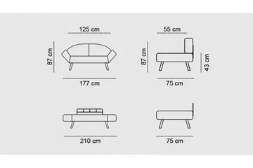 Albertina Bäddsoffa 2-sits - Vinröd - Möbler - Soffa - Bäddsoffa
