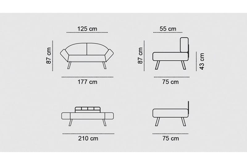 Albertina Bäddsoffa 2-sits - Vinröd - Möbler - Soffa - Bäddsoffa
