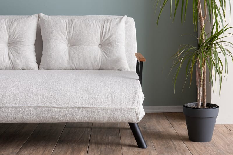 Alfredton 2-sits Bäddbar Fällbar Bäddsoffa i Boucle med Metallben - Vit - Möbler - Soffa - Bäddsoffa