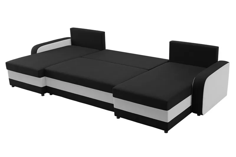 Alvared 4-sits Bäddsoffa med Dubbeldivan med Förvaring - Sammet/Svart/Grå - Möbler - Soffa - Bäddsoffa
