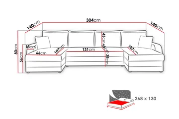 Alvared 4-sits Bäddsoffa med Dubbeldivan med Förvaring - Sammet/Svart/Grå - Möbler - Soffa - Bäddsoffa