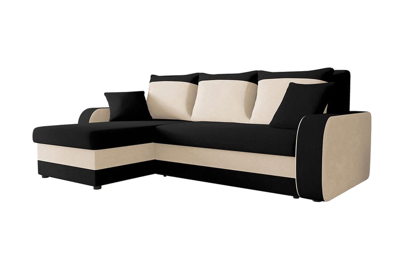 Alvared Djup 3 sits L soffa -Hörnbäddsoffa Universal 230 cm, Beige / Svart / Vit