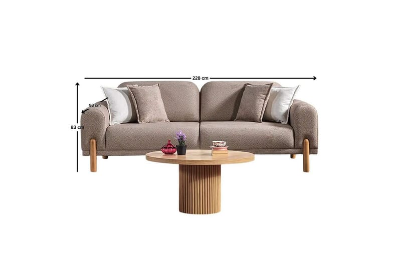Astran Rektangulär Bäddsoffa 93x190 cm i Bouclé - Mullvad - Möbler - Soffa - Bäddsoffa