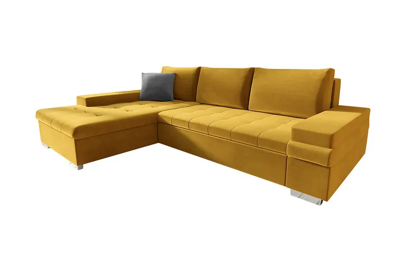 Bäddsoffa med divan, Gul