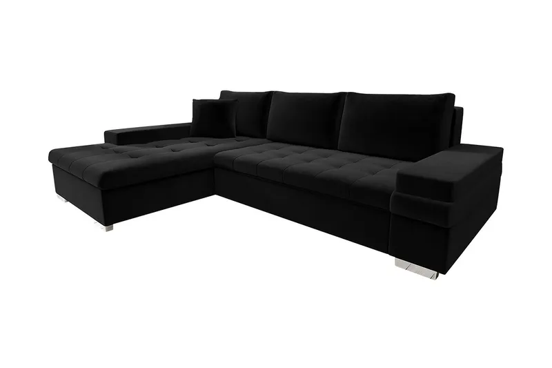 Bäddsoffa med divan, Svart