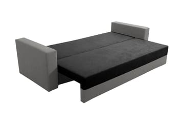 Banaso 3-sits Längsbäddad Bäddsoffa 130x200 cm med Förvaring i Sammet - Röd|Svart - Möbler - Soffa - Bäddsoffa