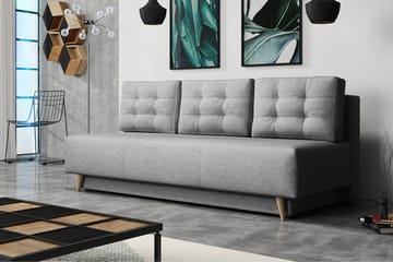 Bella Längsbäddad Bäddsoffa 142x200 cm med Förvaring i Tyg - Grå - Möbler - Soffa - Bäddsoffa