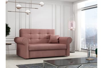 Bensbyn 2-sits Längsbäddad Rektangulär Bäddsoffa i Sammet med Rullarmstöd - Rosa - Möbler - Soffa - Bäddsoffa