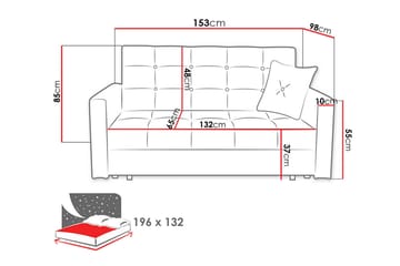 Bensbyn 2-sits Rektangulär Bäddsoffa 132x196 cm med Förvaring i Tyg - Grå - Möbler - Soffa - Bäddsoffa