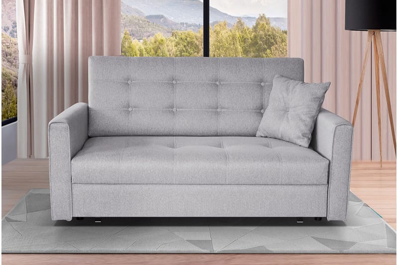 Bensbyn 2-sits Rektangulär Bäddsoffa 132x196 cm med Förvaring i Tyg - Grå - Möbler - Soffa - Bäddsoffa