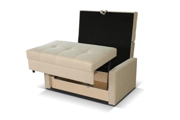 Bensbyn 2-sits Utdragbar Bäddsoffa 112x196 cm med Förvaring i Tyg - Grå - Möbler - Soffa - Bäddsoffa