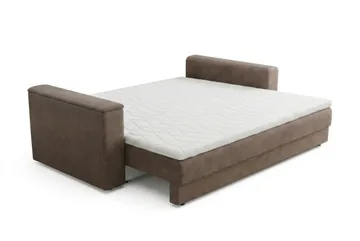 Bergen Extra djup 3-sits Bäddsoffa med Bäddmadrass i Memoryskum och Tvättbar klädsel - Brun - Möbler - Soffa - Bäddsoffa