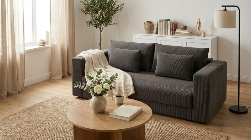 Bergen Extra djup 3-sits Bäddsoffa med Bäddmadrass i Polyesterskum och Tvättbar klädsel - Mörkgrå - Möbler - Soffa - Bäddsoffa