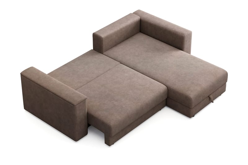 Bergen Extra djup 3-sits Bäddsoffa med Divan och Bäddmadrass i Polyesterskum och Tvättbar klädsel - Brun - Möbler - Soffa - Bäddsoffa