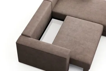 Bergen Extra djup 3-sits Bäddsoffa med Divan och Bäddmadrass i Polyesterskum och Tvättbar klädsel - Brun - Möbler - Soffa - Bäddsoffa