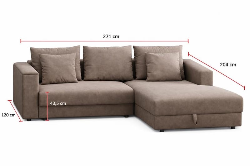Bergen Extra Djup 3-sits Bäddsoffa med vändbar divan och förvaring - Brun - Möbler - Soffa - Bäddsoffa