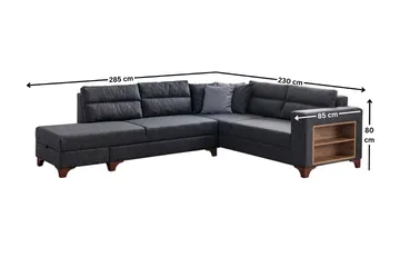 Bervik Hörnsoffa 230x90x150 cm - Antracitgrå - Möbler - Soffa - Bäddsoffa