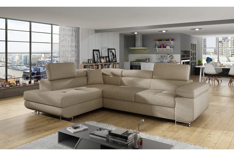 Bobis Bäddsoffa med Schäslong Vänster, Beige