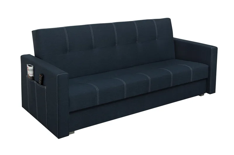 Bona Bäddsoffa 214x89x88 cm, Svart/Blå