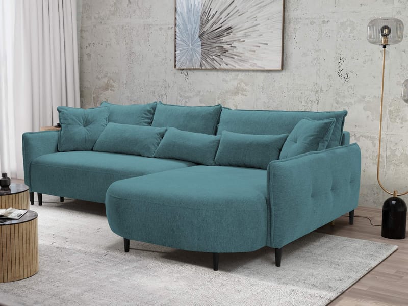 Bornalle 3-sits Bäddsoffa med divan - turkos - Möbler - Soffa - Bäddsoffa