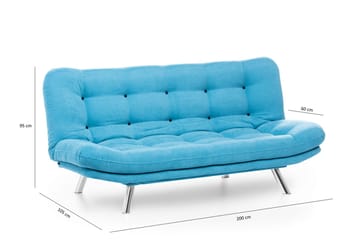 Breana 3-sits Rektangulär Längsbäddad Bäddsoffa 130x200 cm i Tyg - Turkos - Möbler - Soffa - Bäddsoffa