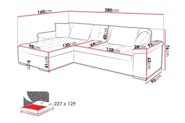 Camior Bäddsoffa med Divan 3-sits - Svart - Möbler - Soffa - Bäddsoffa