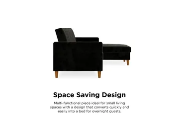 Celine 3-sits Divanbäddsoffa Sammet/Svart - Dorel Home - Möbler - Soffa - Bäddsoffa - Bäddsoffa divan