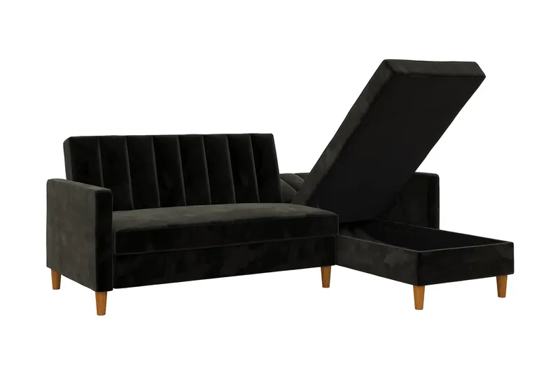 Celine 3-sits Divanbäddsoffa Sammet/Svart - Dorel Home - Möbler - Soffa - Bäddsoffa - Bäddsoffa divan