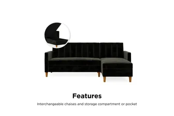 Celine 3-sits Divanbäddsoffa Sammet/Svart - Dorel Home - Möbler - Soffa - Bäddsoffa - Bäddsoffa divan