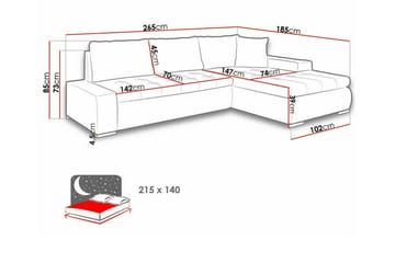 Cerys 3-sits Höger L-formad Hörnbäddsoffa i Tyg - Brun - Möbler - Soffa - Bäddsoffa