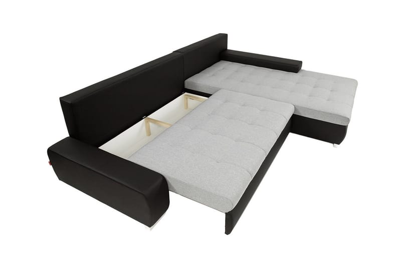 Cerys Bäddbar Hörnsoffa Universal 140x252 cm med Förvaring i Sammet - Grå - Möbler - Soffa - Bäddsoffa