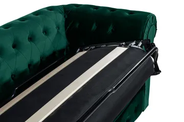 Chesterfield Lyx 3-sits Framåtbäddad bäddsoffa i sammet - Grön - Möbler - Soffa - Bäddsoffa