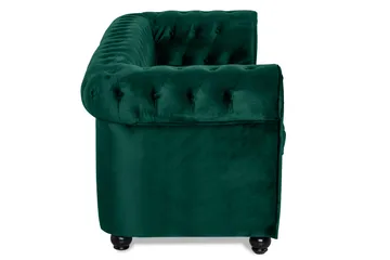 Chesterfield Lyx 3-sits Framåtbäddad bäddsoffa i sammet - Grön - Möbler - Soffa - Bäddsoffa