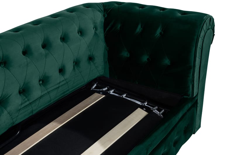 Chesterfield Lyx 3-sits Framåtbäddad bäddsoffa i sammet - Grön - Möbler - Soffa - Bäddsoffa